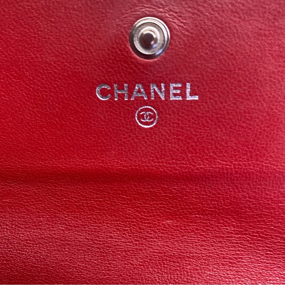 Chanel Quilted Red Wallet with Silver Logo - Picture 7 of 15